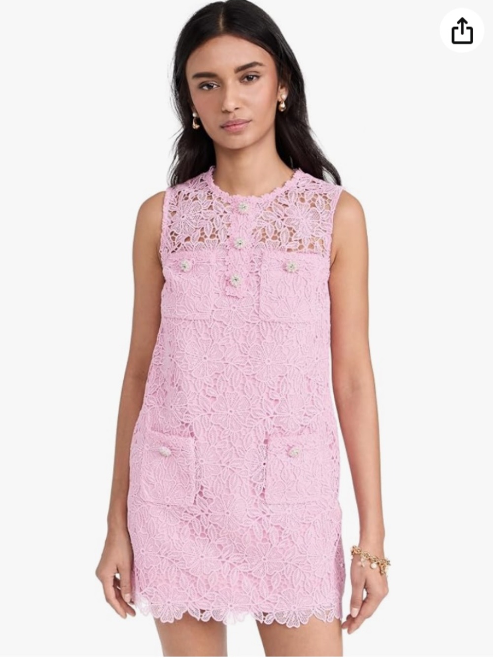 Self Portrait Women's Pink Lace Mini Dress